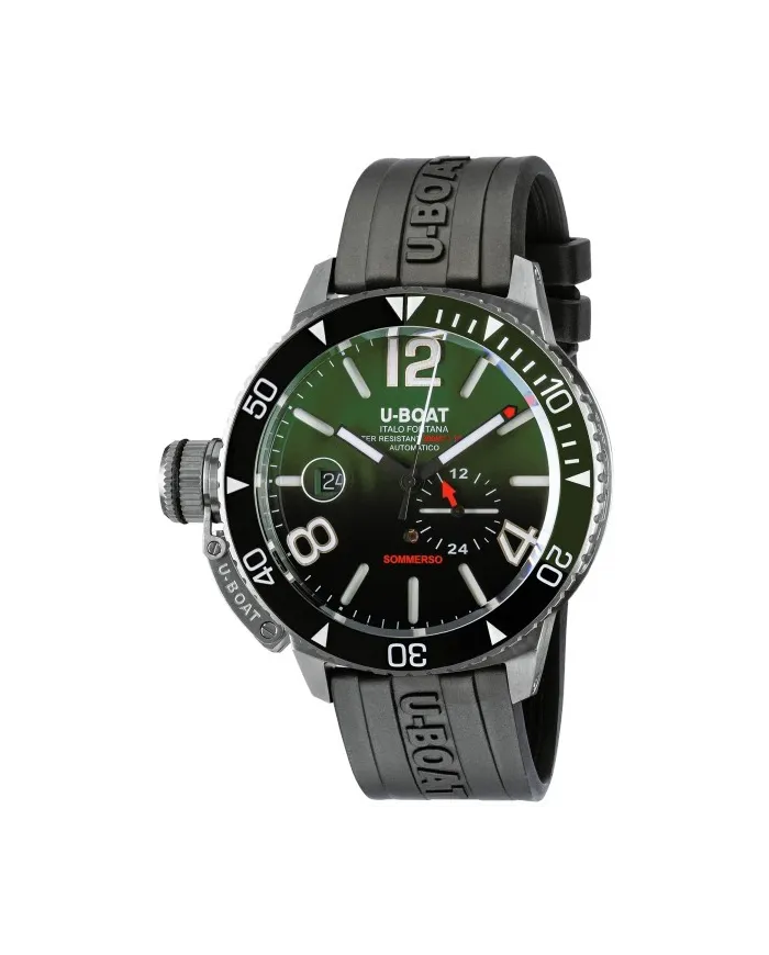 Montre U-Boat Sommerso 46 mm bracelet en caoutchouc vert céramique