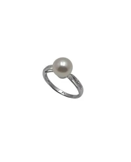 Bijoux Coscia Bague Le Lune or blanc perles et diamants LLRN790