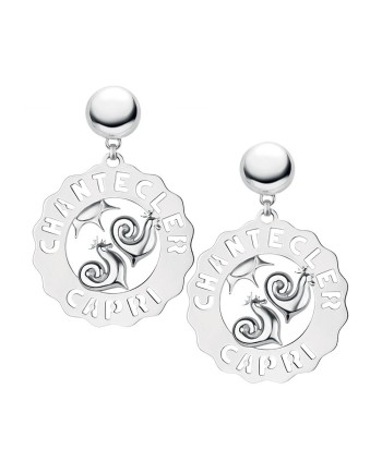 Mono Orecchino Chantecler grandi logo Gallo e Sole in argento