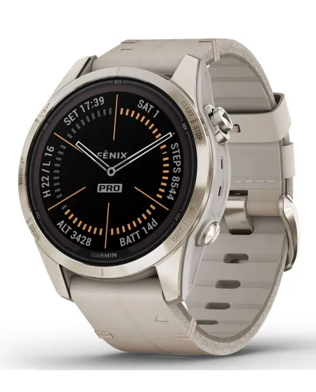 SmartWatch Garmin Fēnix 7S Pro Sapphire Solar Ivory Leather Strap