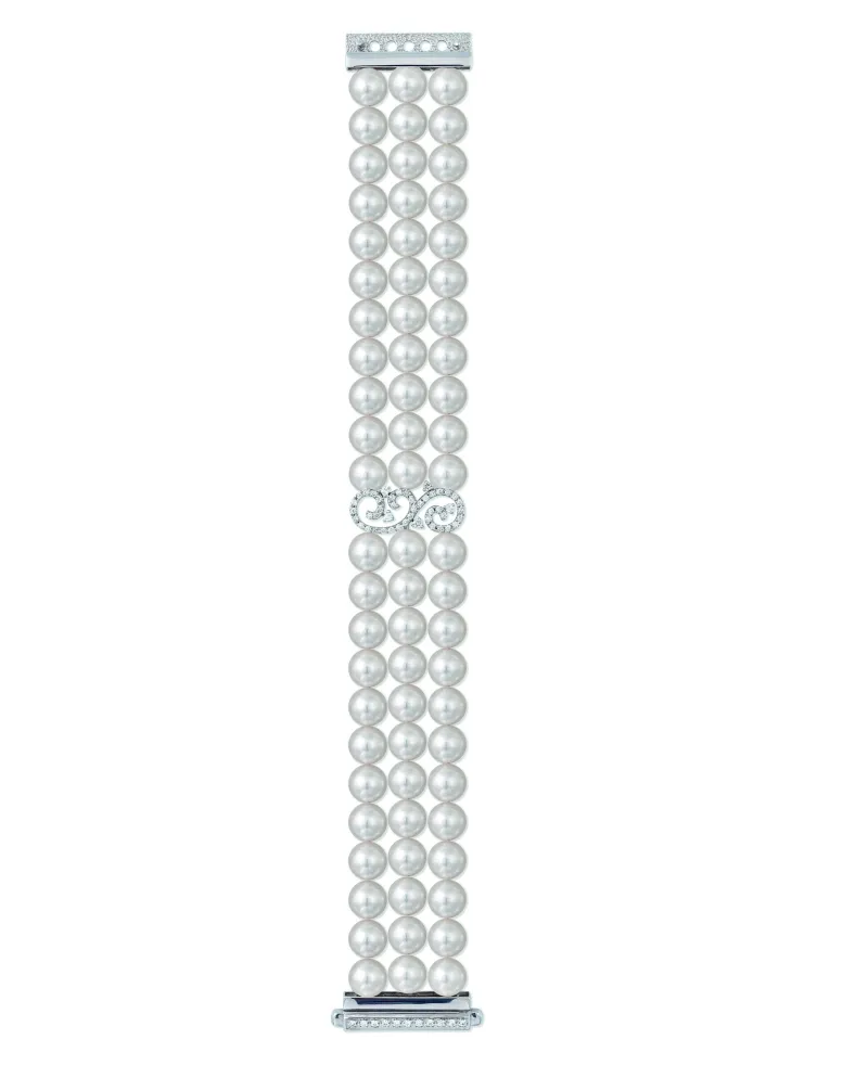 Coscia gioielli Bracciale di perle in oro bianco e diamanti BRAK401