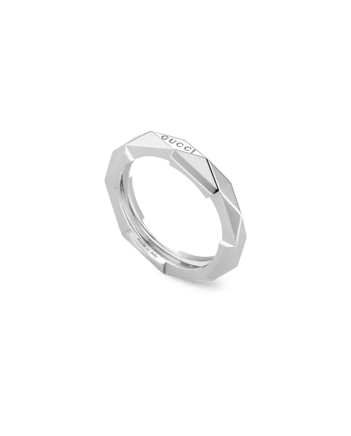 Gucci Link to Love Ring in White Gold with 4 mm Studs