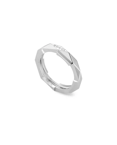 Anello Gucci Link to Love in Oro Bianco con Borchie 4 mm