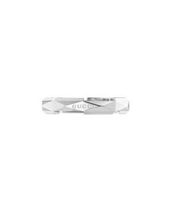 Anello Gucci Link to Love in Oro Bianco con Borchie 4 mm