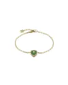 Bracelet Gucci Le Marché des Merveilles en or jaune, jade vert et diamants, orné d'une tête de chat.