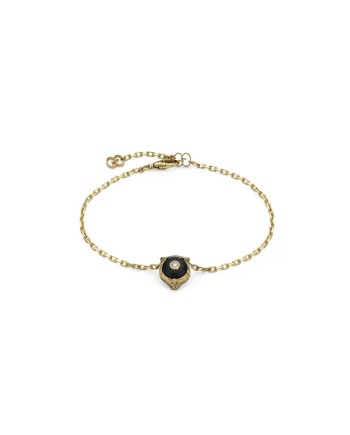 Gucci Le Marché des Merveilles Bracelet in Yellow Gold, with Black Onyx and Diamonds, with Feline Head