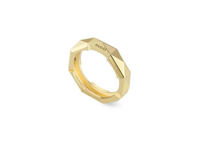 Anello Gucci Link to Love in Oro Giallo con Borchie 5 mm