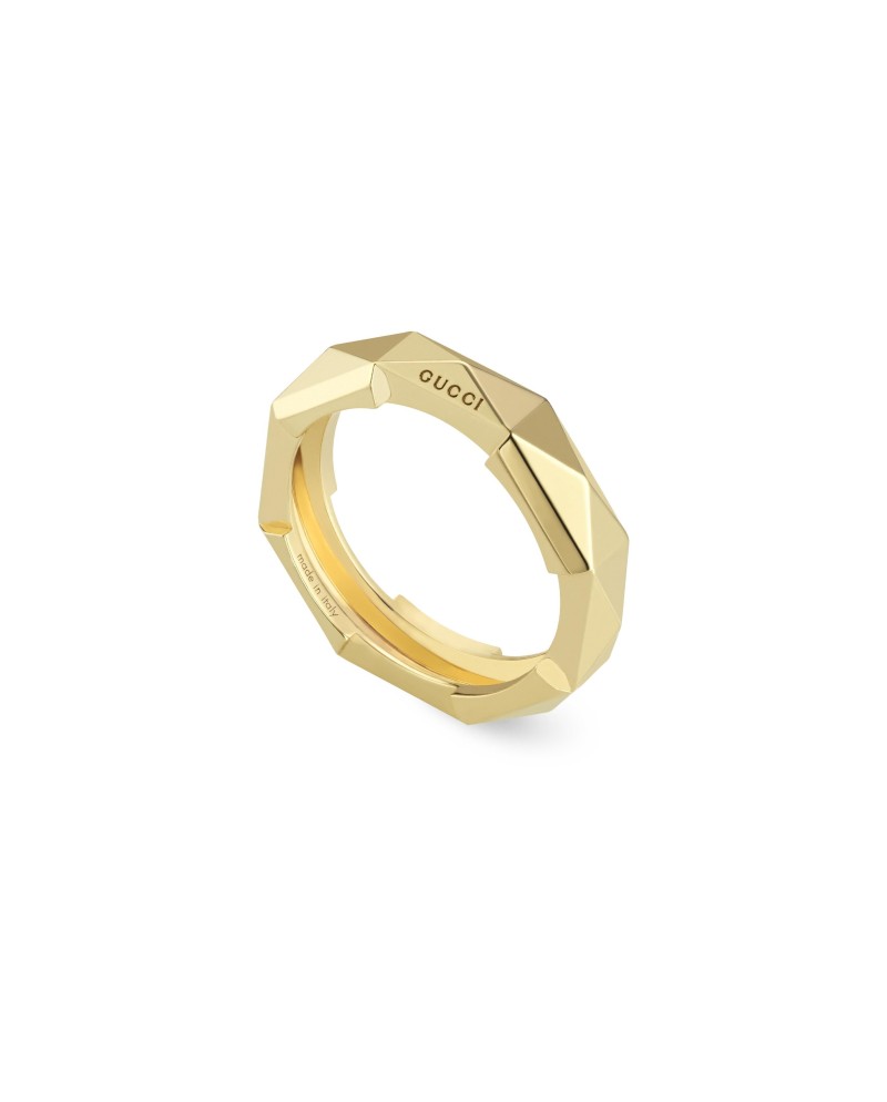 Anello Gucci Link to Love in Oro Giallo con Borchie 5 mm
