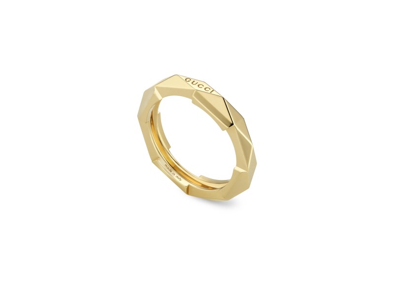 Anello Gucci Link to Love in Oro Giallo con Borchie 4 mm