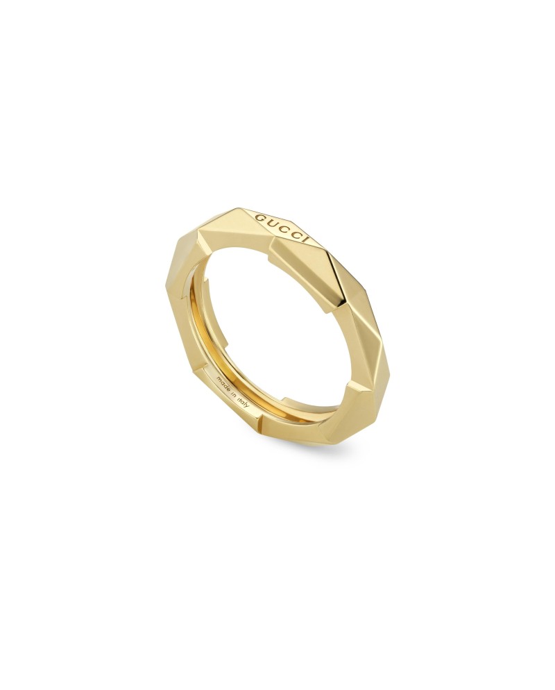 Anello Gucci Link to Love in Oro Giallo con Borchie 4 mm