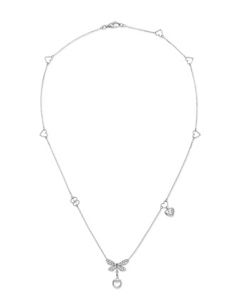 Gucci Flora Necklace in White Gold with Diamonds and Pendants