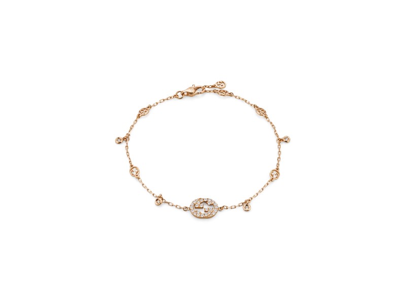 Gucci Flora Bracelet in Rose Gold GG with Diamonds