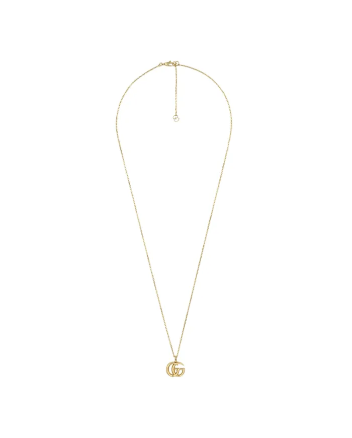 Gucci GG Running Necklace in Yellow Gold with Double G Pendant