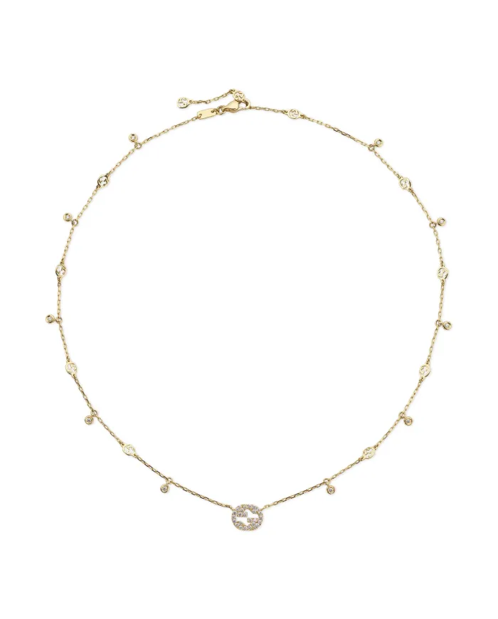 Collier entrelacé Gucci en or jaune avec diamants