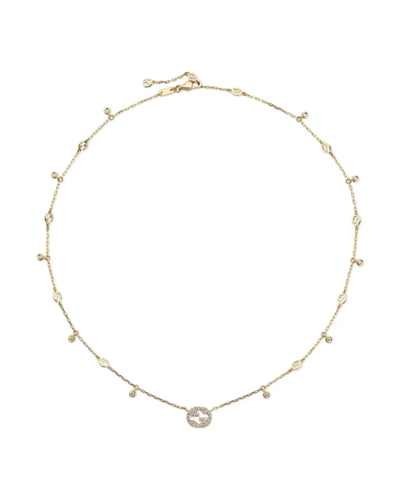 Collier entrelacé Gucci en or jaune avec diamants