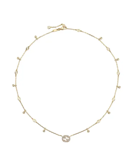 Collana Gucci Interlocking in Oro Giallo con Diamanti