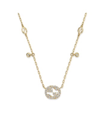 Gucci Interlocking Necklace in Yellow Gold with Diamonds