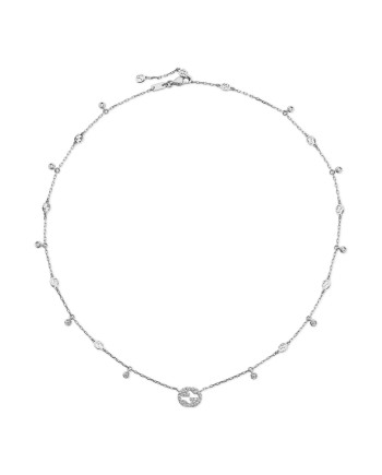 Gucci Interlocking Necklace in White Gold with Diamonds