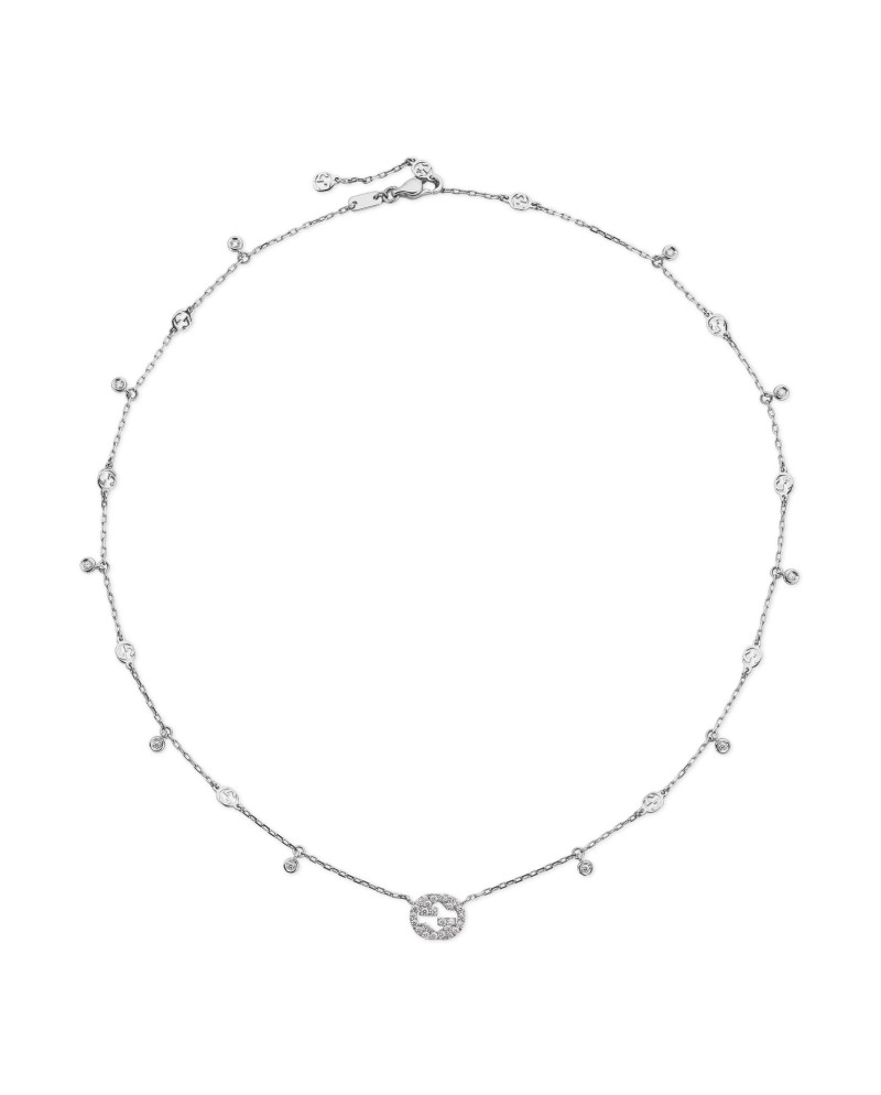 Collier entrelacé Gucci en or blanc avec diamants