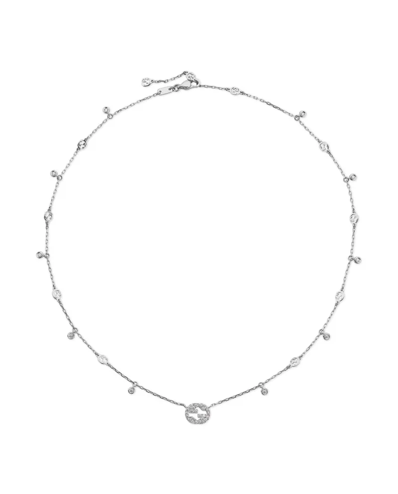 Collier entrelacé Gucci en or blanc avec diamants