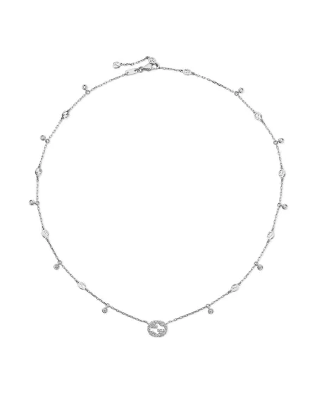 Collier entrelacé Gucci en or blanc avec diamants