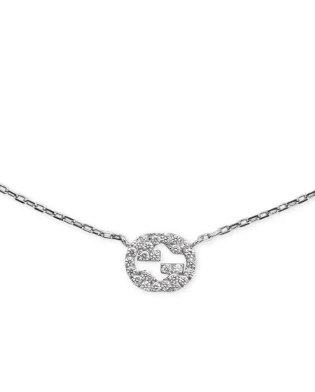 Collier entrelacé Gucci en or blanc avec diamants
