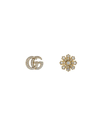 Orecchini Gucci Flora Doppia G in Oro Giallo con Diamanti e Perle