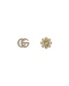 Gucci Flora Double G Earrings in Yellow Gold with Diamonds and Pearls