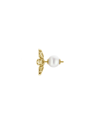 Boucles d'oreilles Gucci Flora Double G en or jaune avec diamants et perles