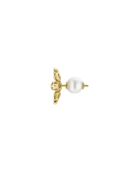 Gucci Flora Double G Earrings in Yellow Gold with Diamonds and Pearls