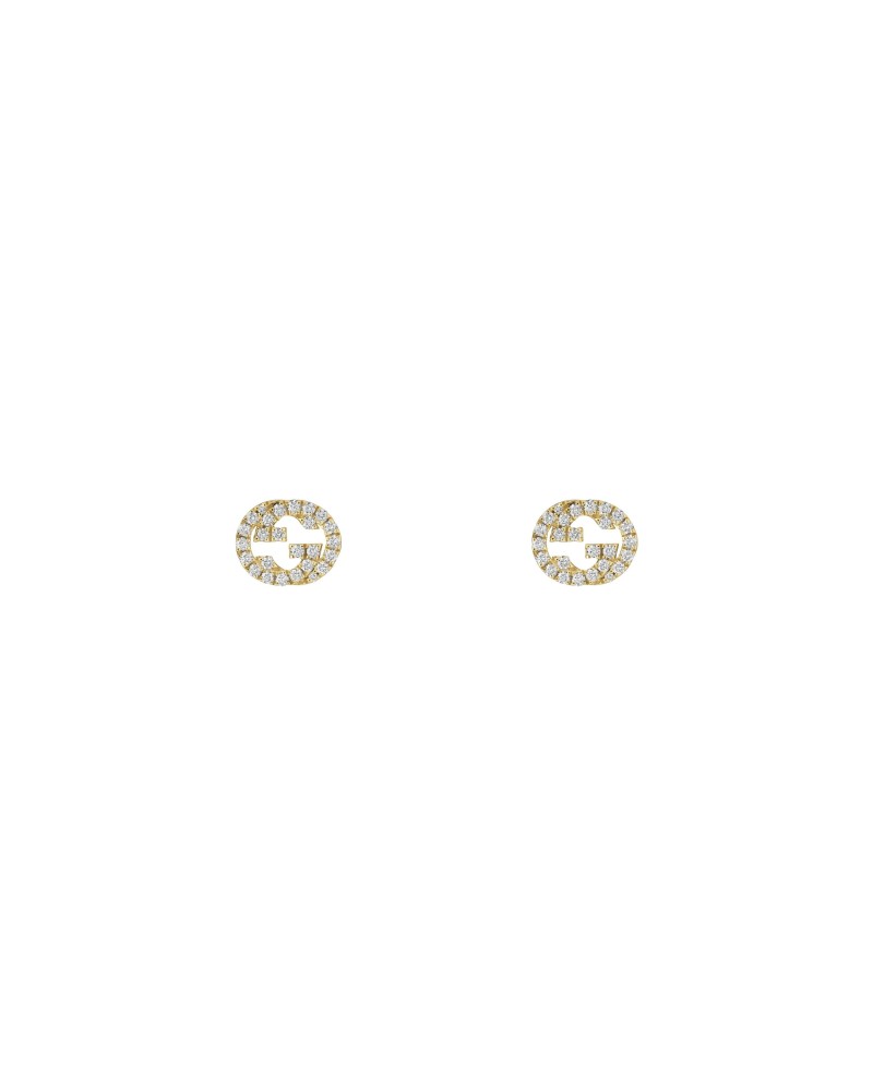 Boucles d'oreilles Gucci Double G entrelacées en or jaune avec diamants