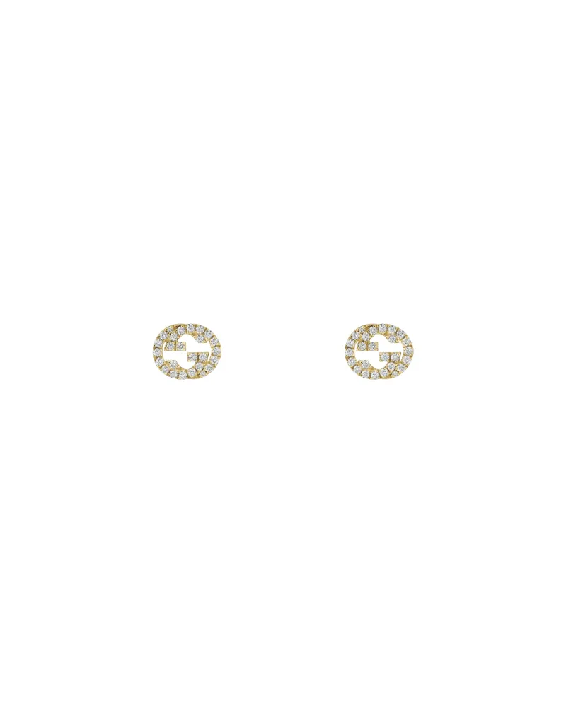 Boucles d'oreilles Gucci Double G entrelacées en or jaune avec diamants