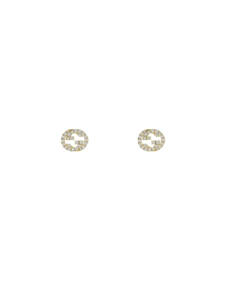Orecchini Gucci Interlocking Doppia G in Oro Giallo con Diamanti
