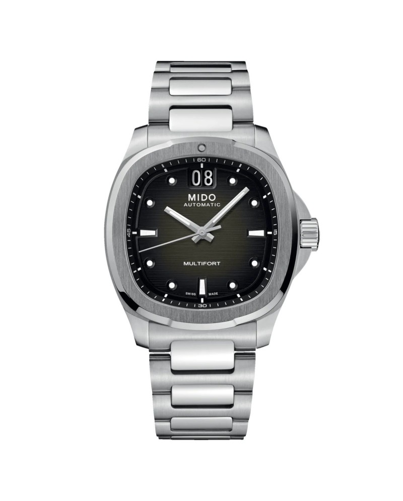 Montre Mido Multifort TV Big Date grise avec bracelet en acier