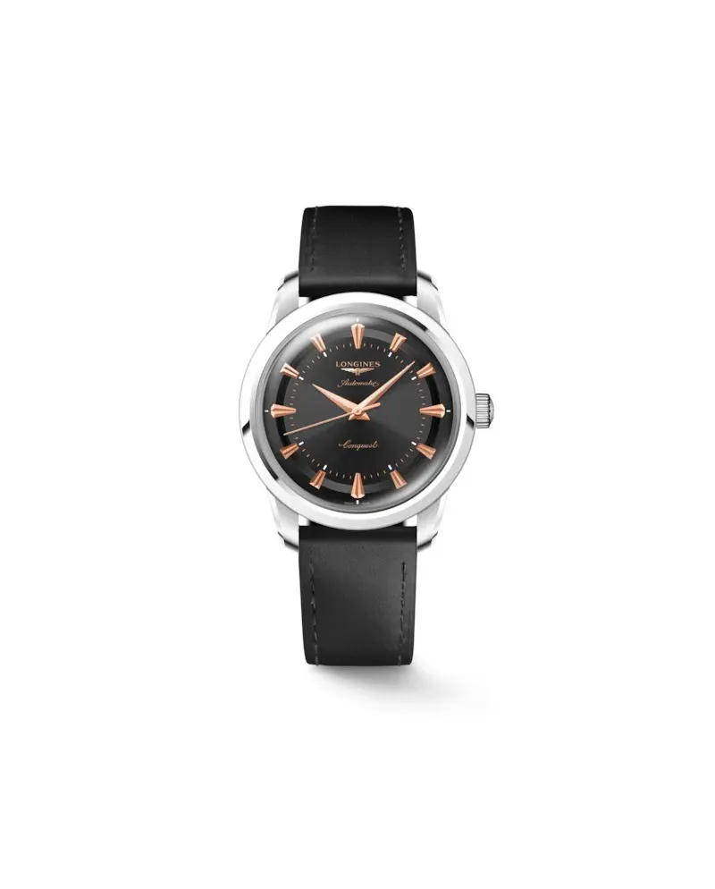 Longines Conquest Heritage Watch with Black Dial and Leather Strap Longines Conquest Heritage Watch with Black Dial and Leather Strap