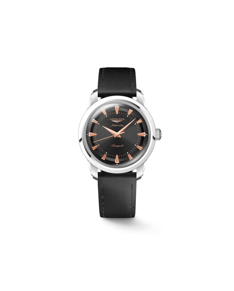 Orologio Longines Conquest Heritage con Quadrante Nero e Cinturino in Pelle