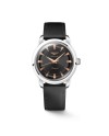 Longines Conquest Heritage Watch with Black Dial and Leather Strap