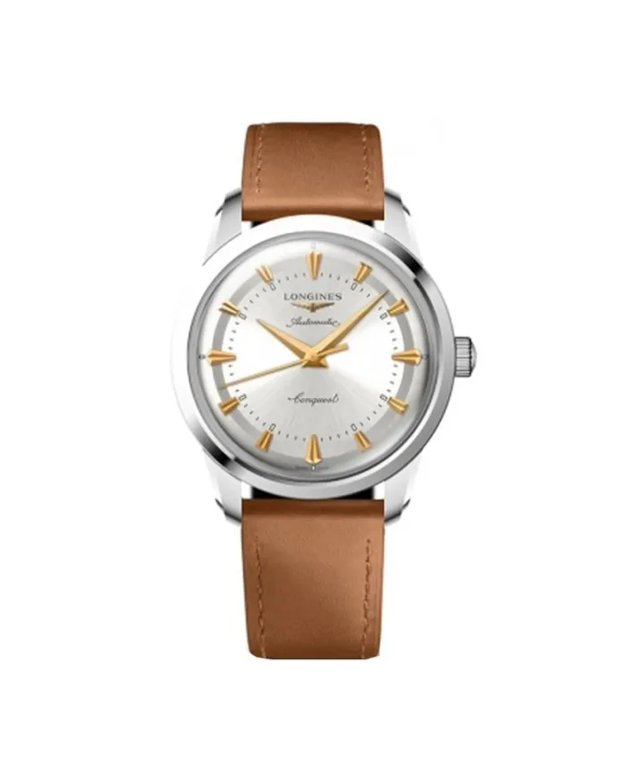 Orologio Longines Conquest Heritage con Quadrante Argento e Cinturino in Pelle