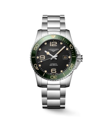 Longines HydroConquest watch with black dial and 41 mm steel strap