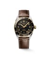 Montre Longines Spirit Zulu Time 39 mm avec cadran noir et bracelet en cuir