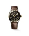 Montre Longines Spirit Zulu Time 39 mm avec cadran noir et bracelet en cuir