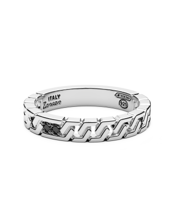 Anello da Uomo Zancan Insignia 925 in Argento con Spinelli Neri