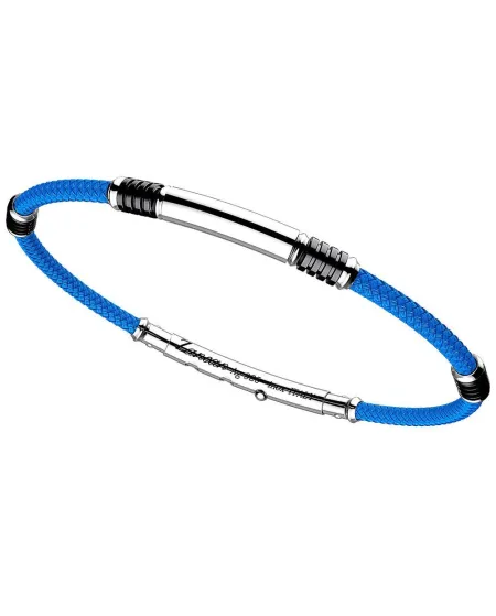 Zancan Robikevlar Men's Bracelet in Silver with Blue Cord