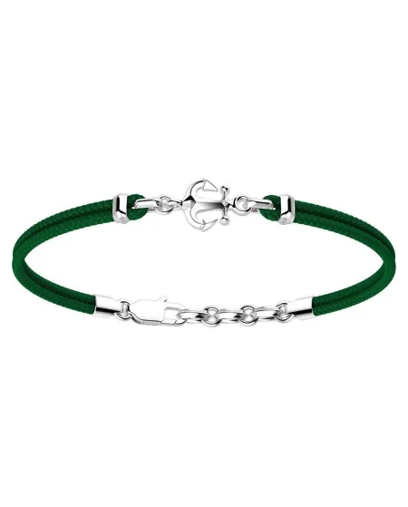 Zancan Regata Men's Bracelet in Silver with Anchor and Dark Green Cord