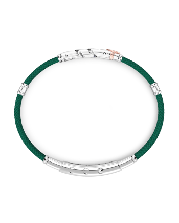 Zancan Regatta Men's Bracelet in Dark Green Kevlar with Grumette Link in Silver