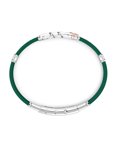 Zancan Regatta Men's Bracelet in Dark Green Kevlar with Grumette Link in Silver