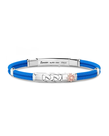 Bracciale da Uomo Zancan Regata in Kevlar Azzurro con Maglia Grumette in Argento