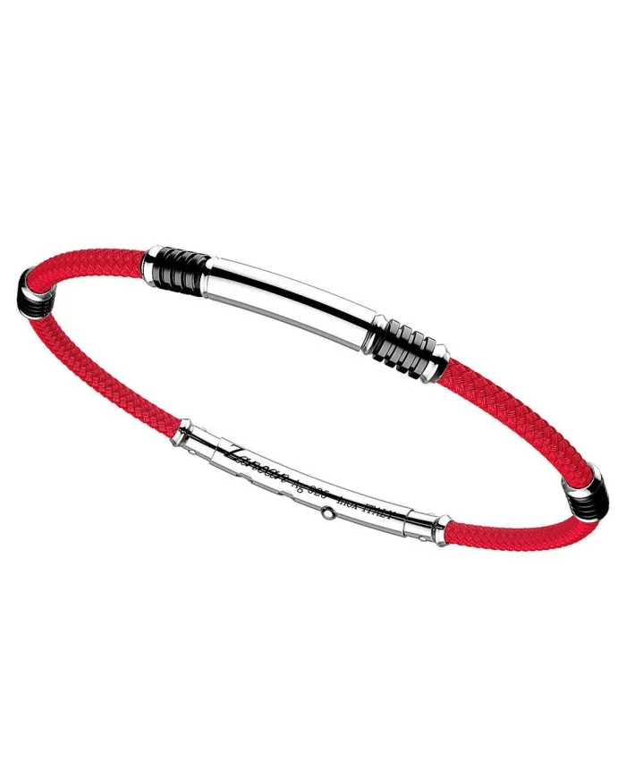 Bracelet pour homme Zancan Robikevlar en argent avec cordon rouge
