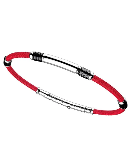 Zancan Robikevlar Men's Bracelet in Silver with Red Cord