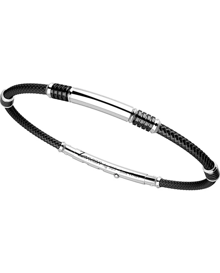 Bracelet pour homme Zancan Robikevlar en argent avec cordon noir